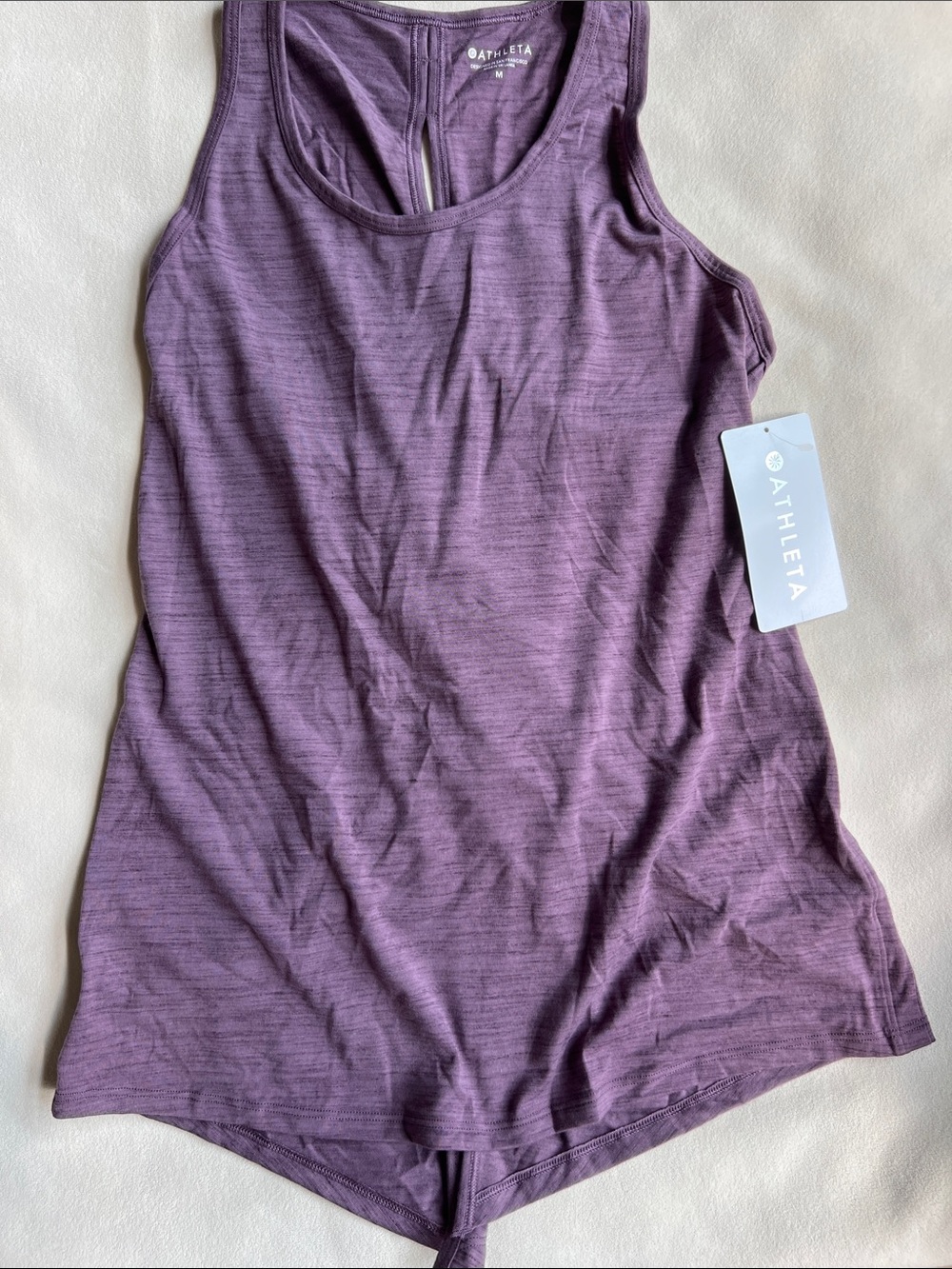 Athleta Essence Spacedye Tie Back Tank Top soft purple M NWT